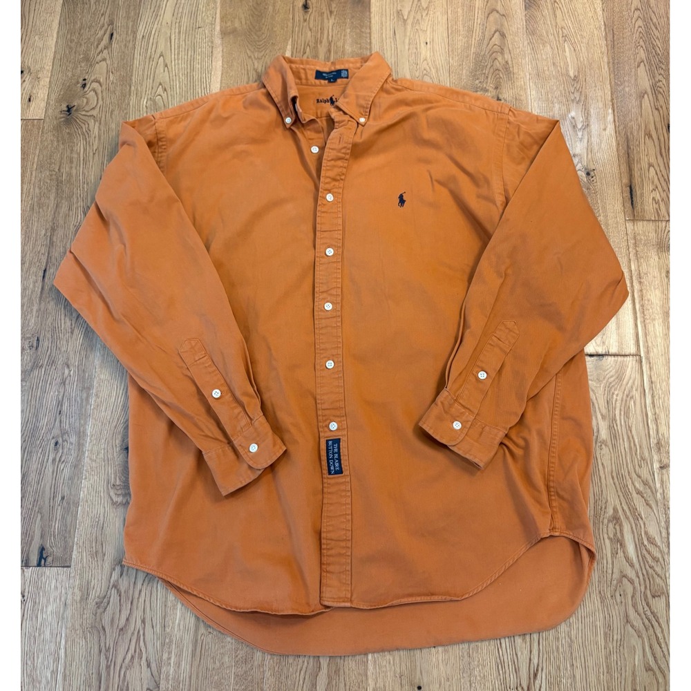 Polo Ralph Lauren The Blaire Shirt Mens Large Rust Orange Heavyweight Cotton